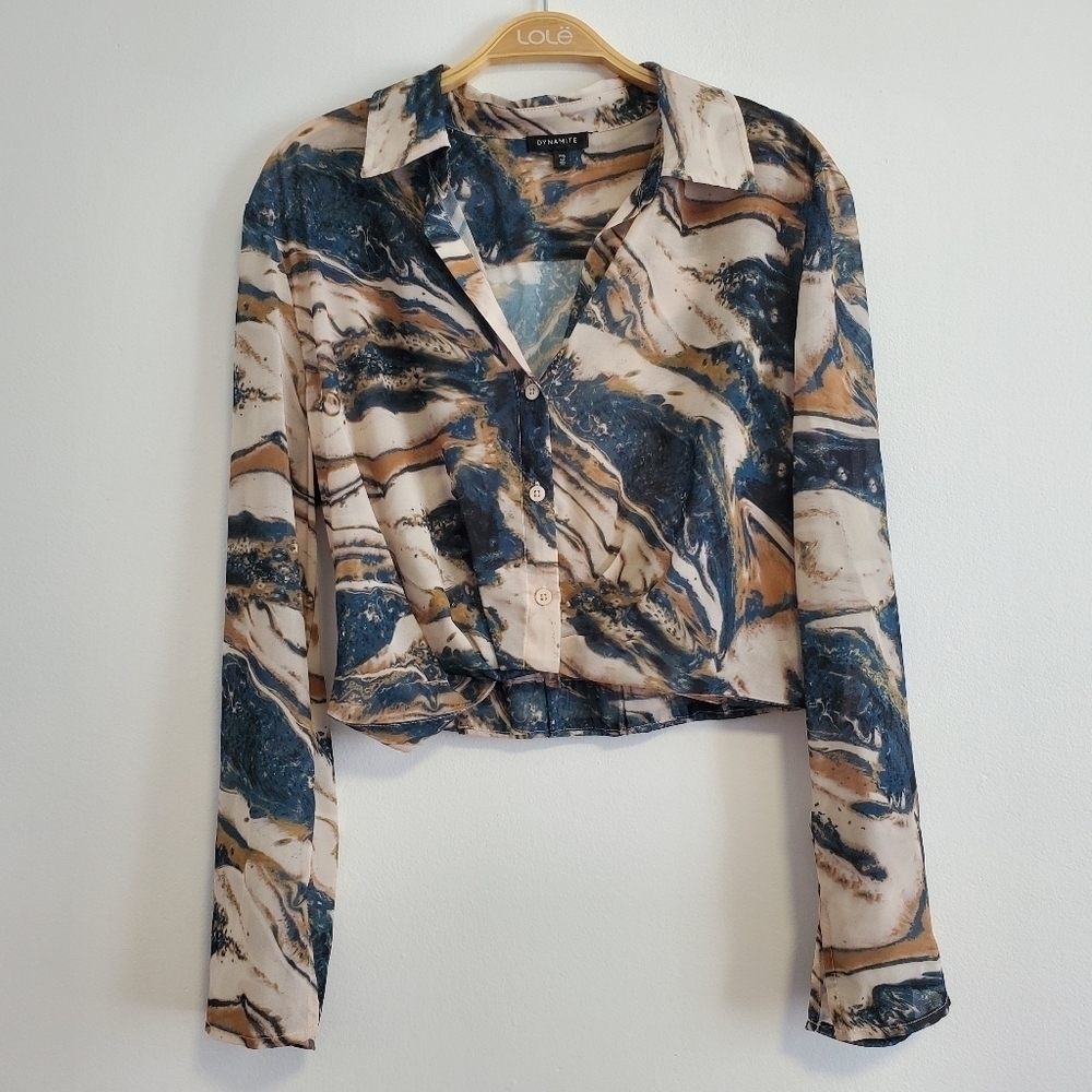 Dynamite Long Sleeve Twist Front Blouse - Picture 9 of 9